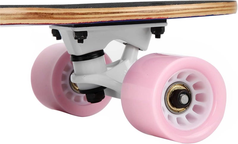 asktom Mini Cruiser Longboard, 31 Inch Small Size Wide Wheel Skateboard, Beginner Stable & Easy-to-Control Skateboard, Suitable for Park & Street Riding, Unique Flame Pattern - Image 5